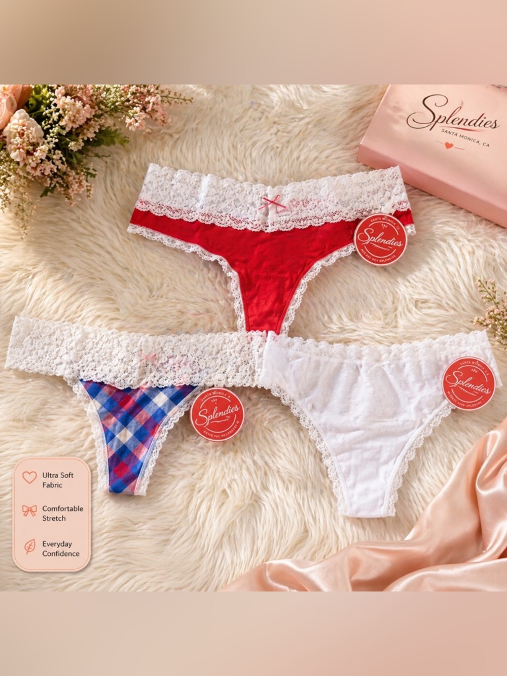 NWT Splendies Thong Panty Bundle -3 Pair